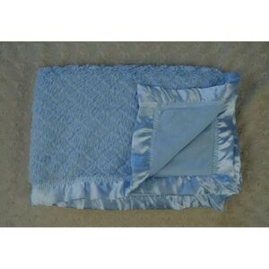 Sterling Baby Solid Blue Baby Blanket Silky Satin Edge Security Lovey